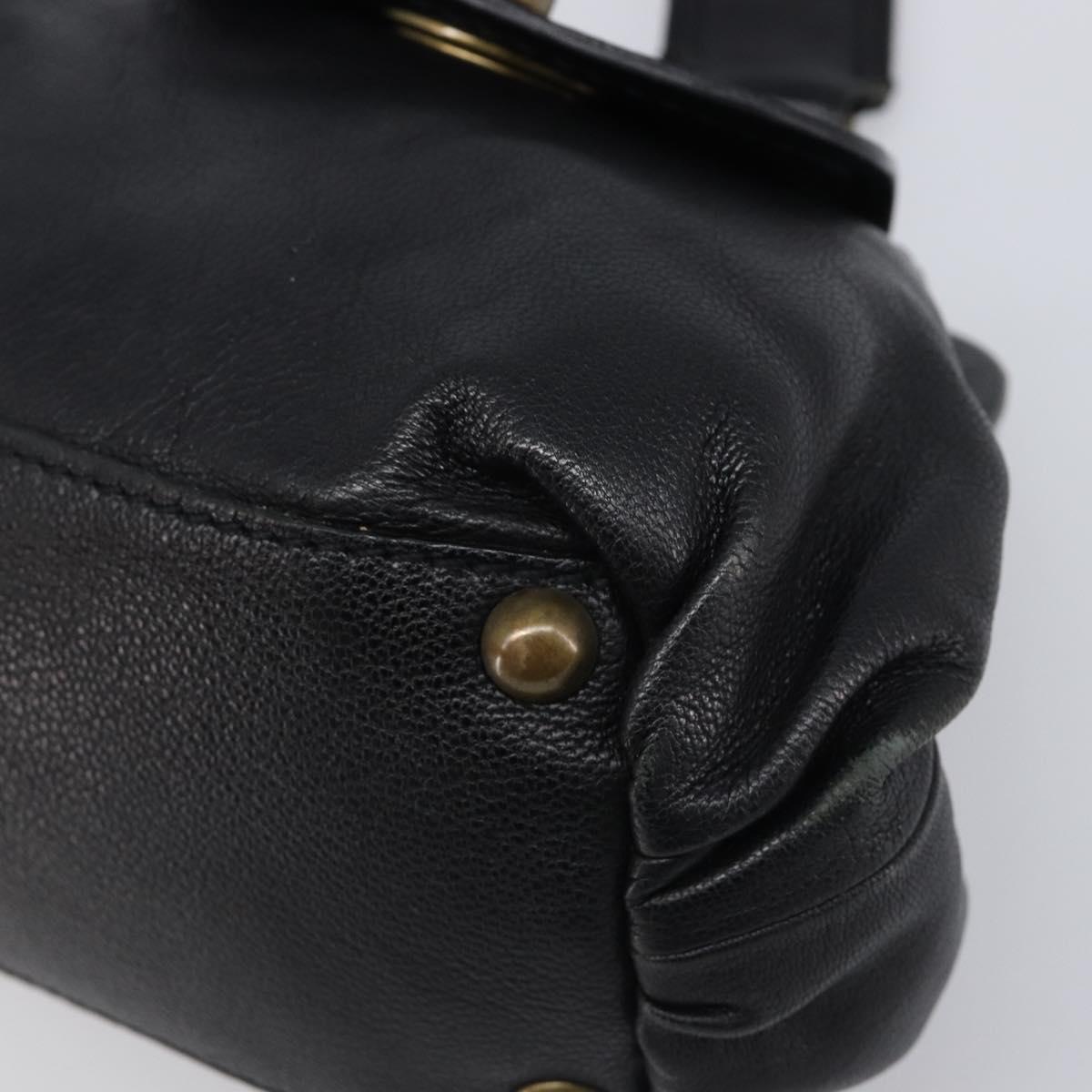 Miu Miu Shoulder Bag Leather Black Gold Auth yk20915V