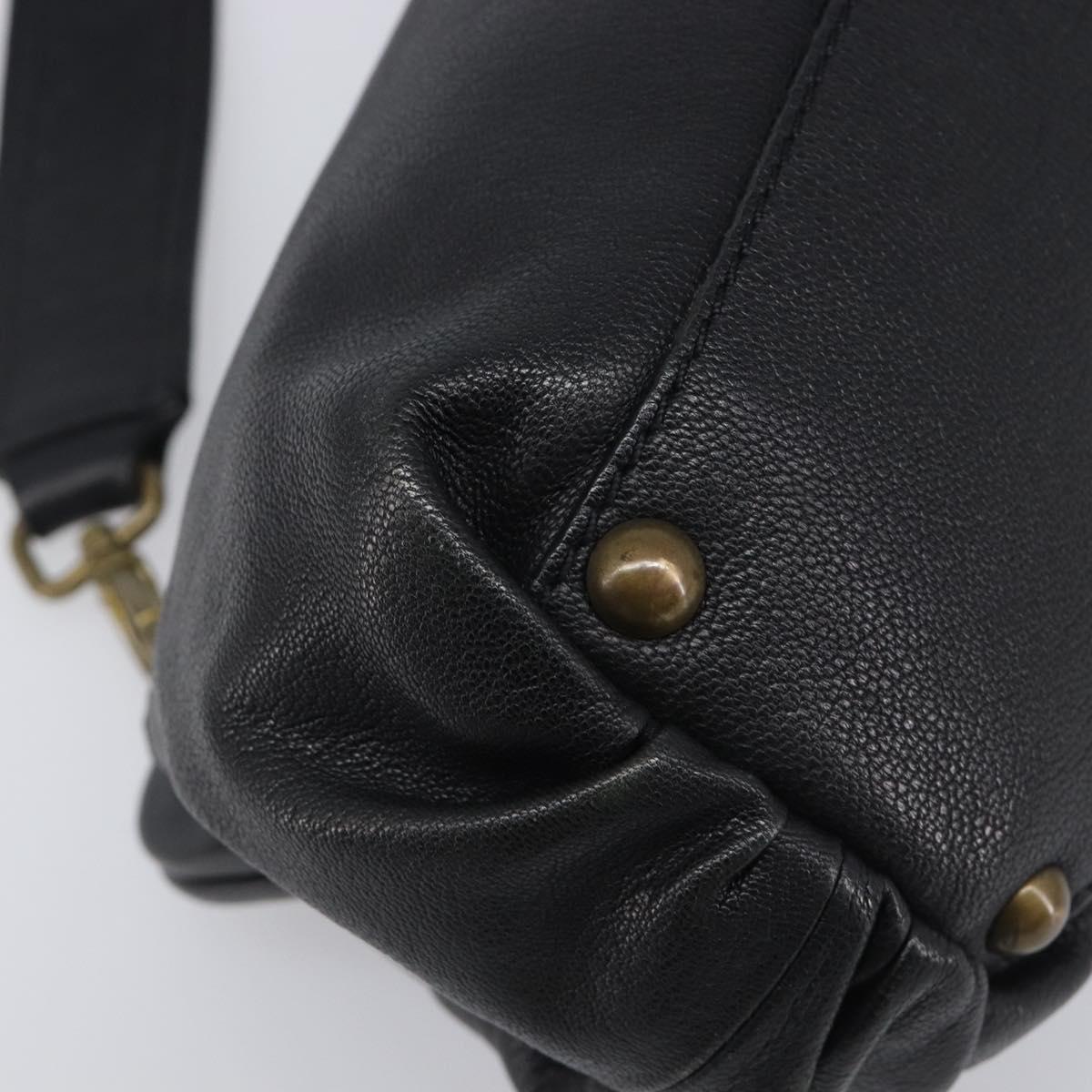 Miu Miu Shoulder Bag Leather Black Gold Auth yk20915V