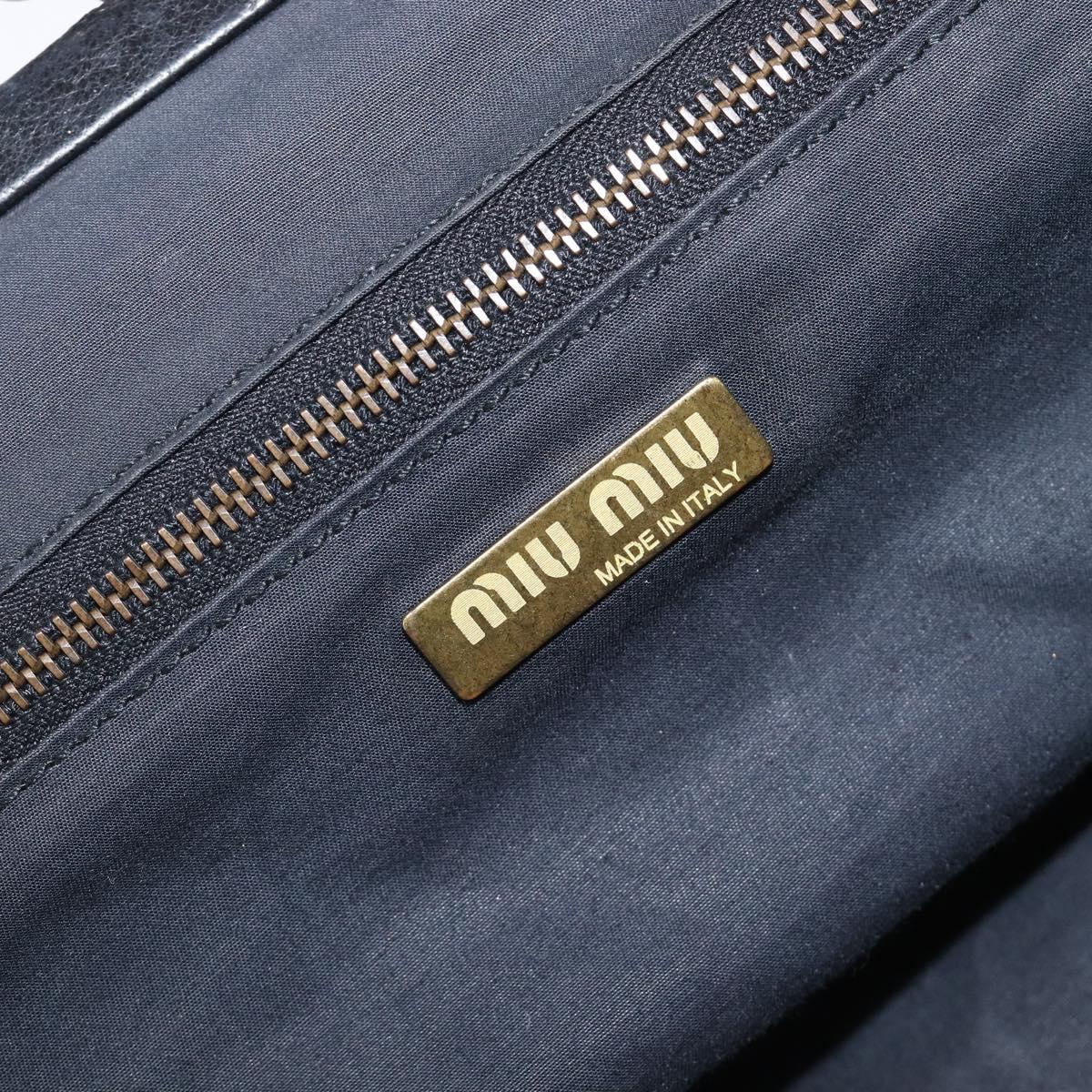 Miu Miu Shoulder Bag Leather Black Gold Auth yk20915V