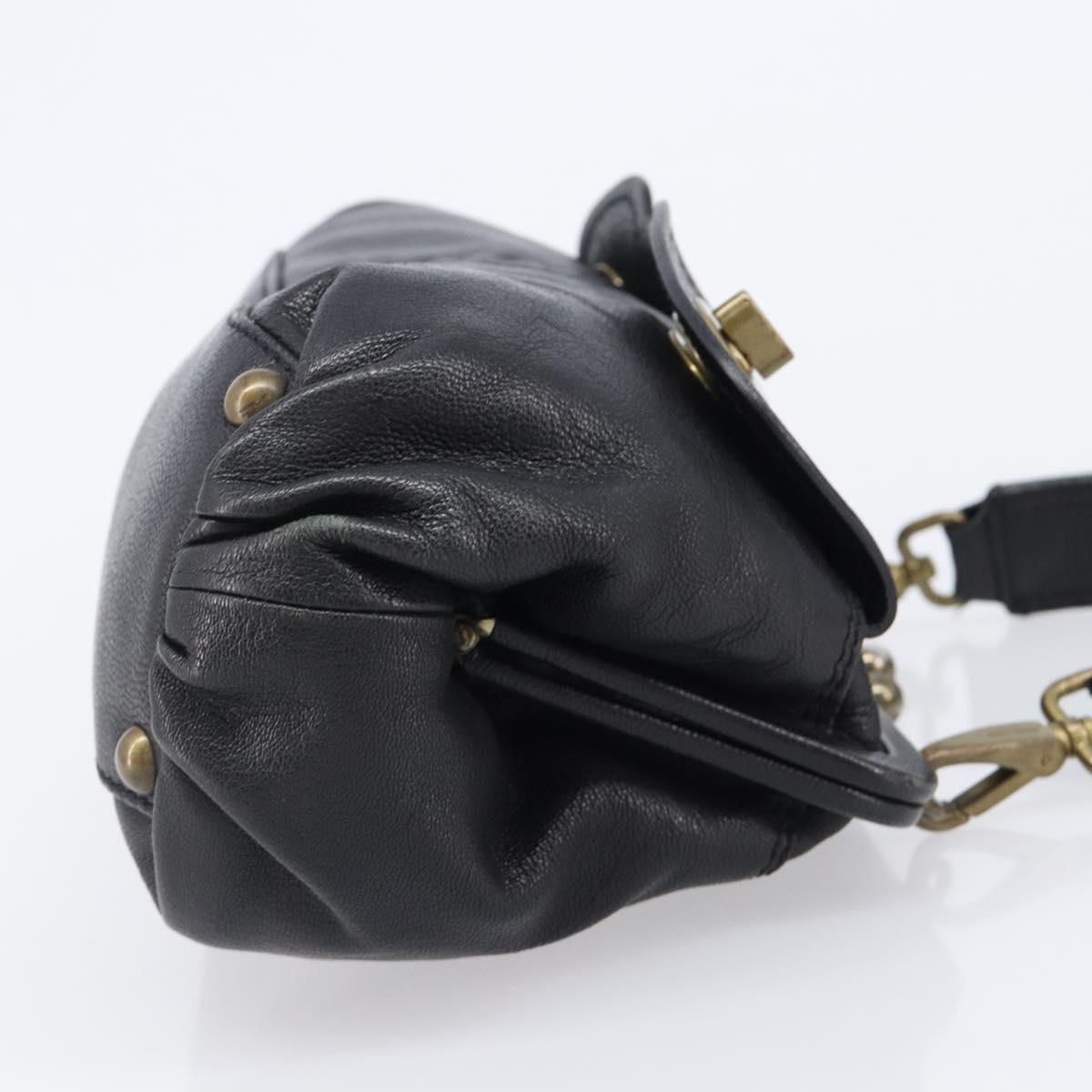 Miu Miu Shoulder Bag Leather Black Gold Auth yk20915V