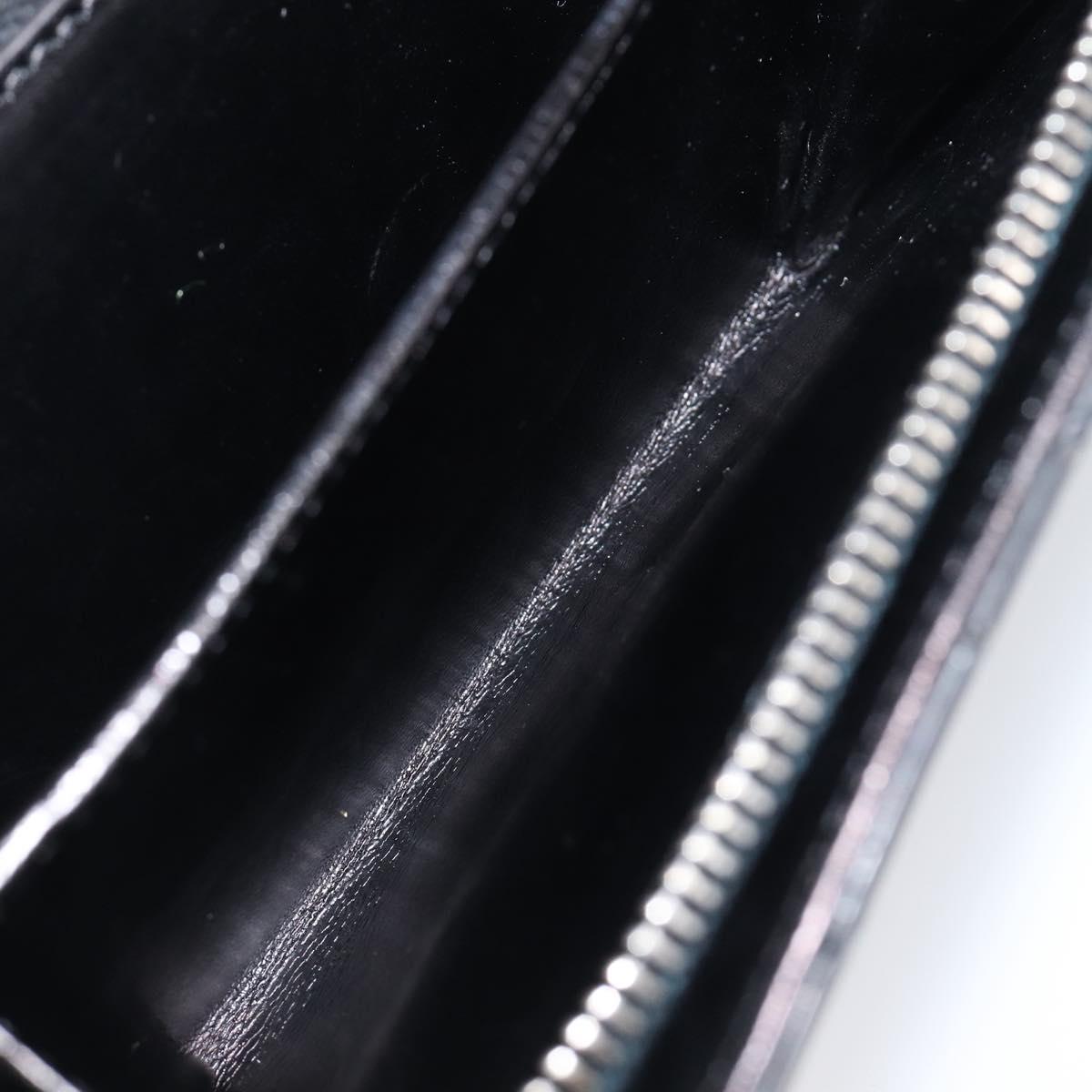 CHANEL Matelasse Wallet Patent Leather Black Silver CC Auth yk20916A