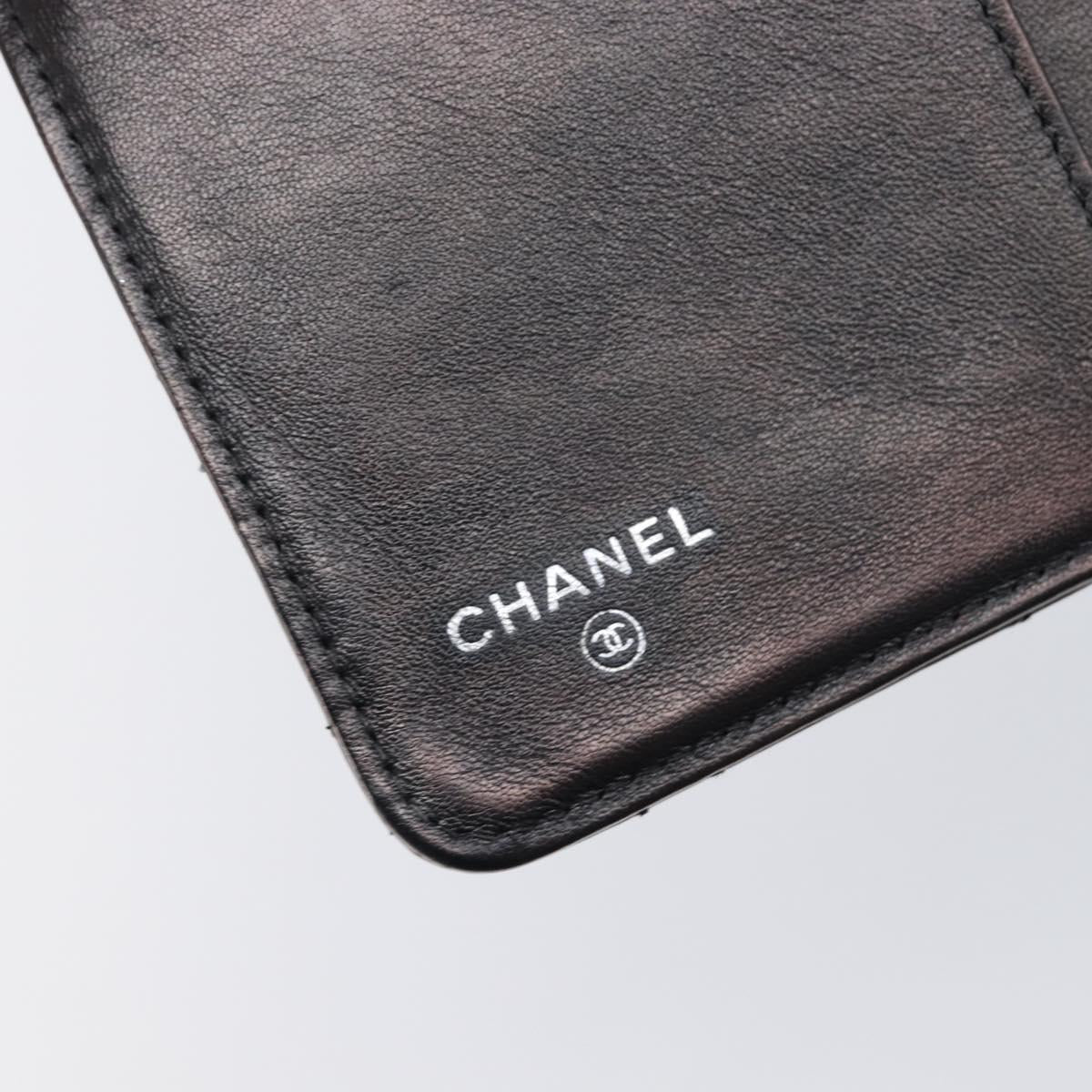 CHANEL Matelasse Wallet Patent Leather Black Silver CC Auth yk20916A
