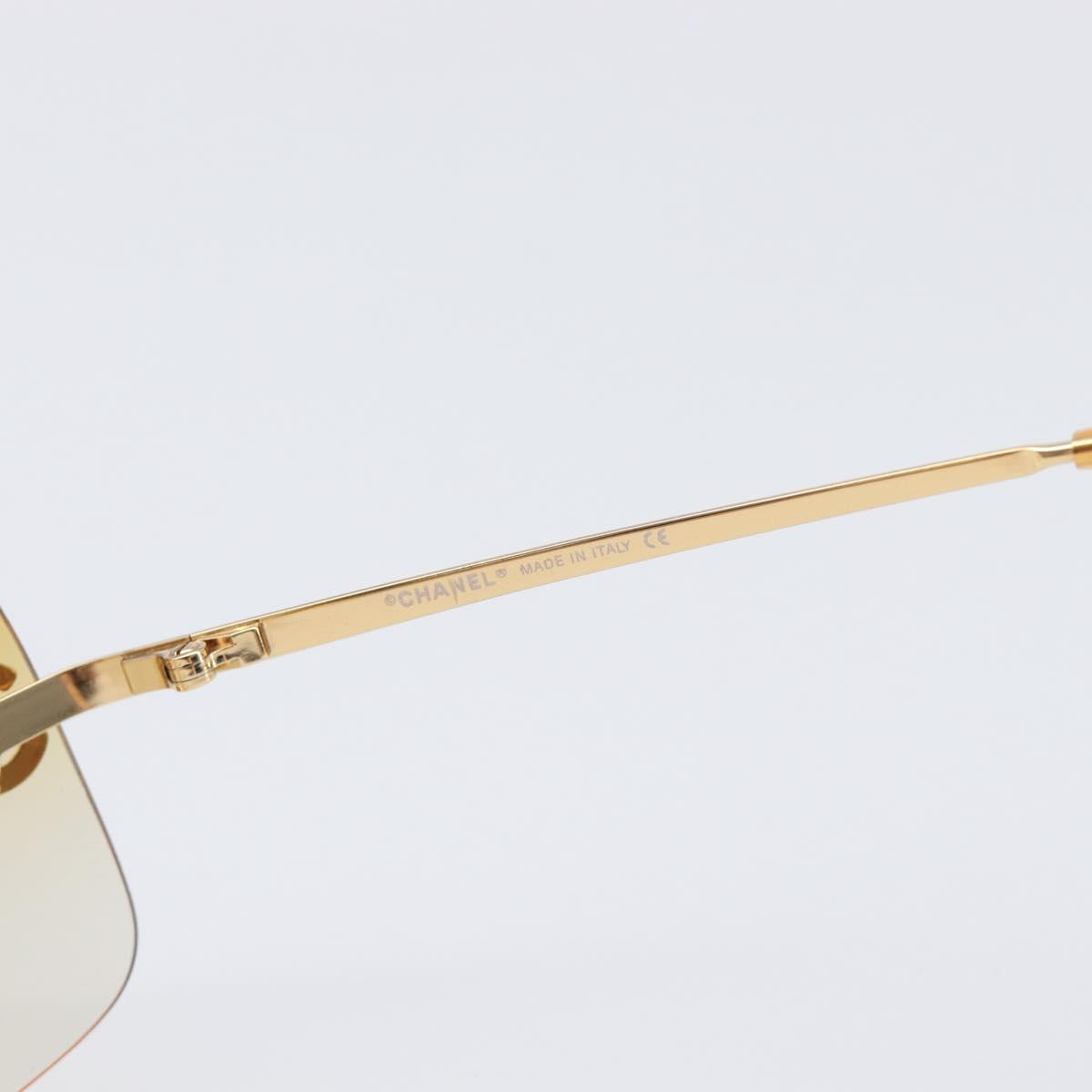CHANEL Sunglasses Metal Orange Gold CC Auth yk20917M
