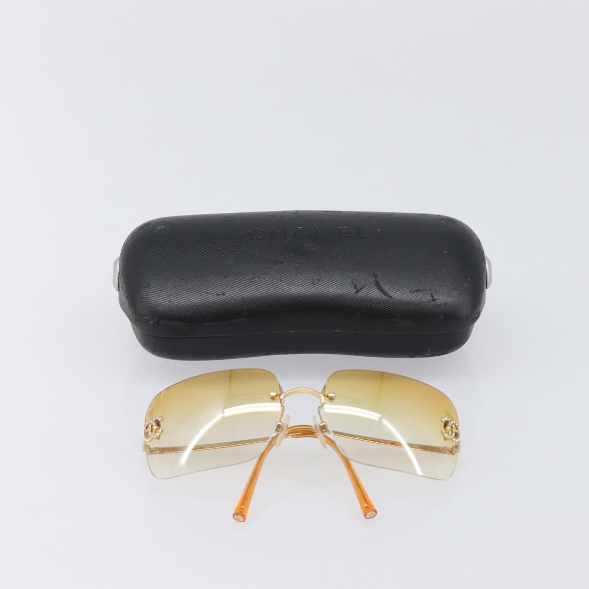 CHANEL Sunglasses Metal Orange Gold CC Auth yk20917M