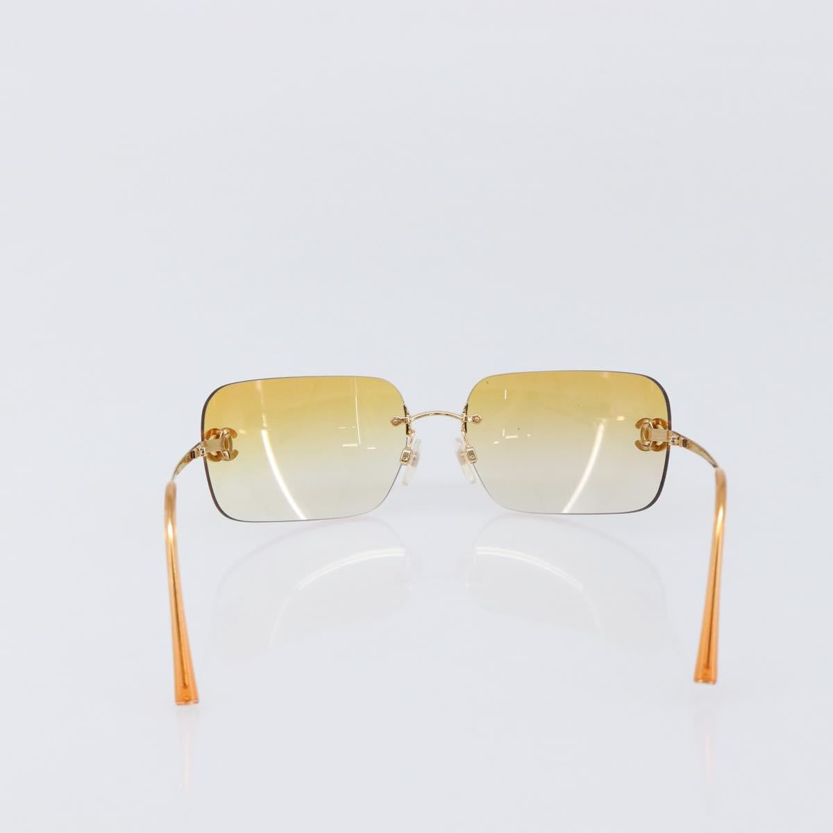CHANEL Sunglasses Metal Orange Gold CC Auth yk20917M