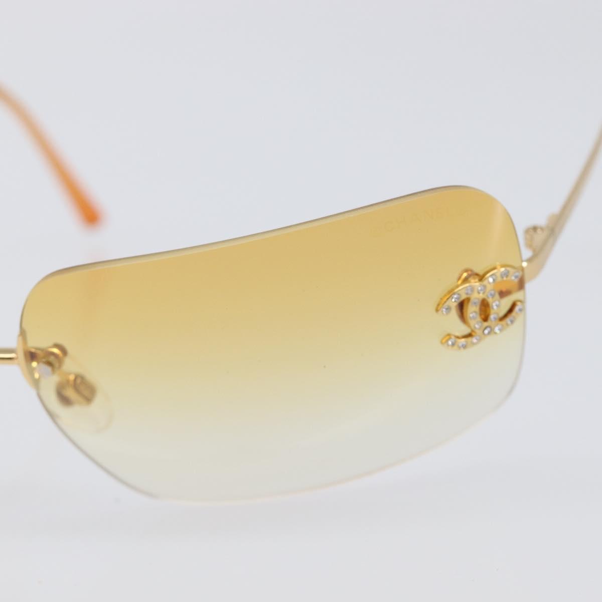 CHANEL Sunglasses Metal Orange Gold CC Auth yk20917M