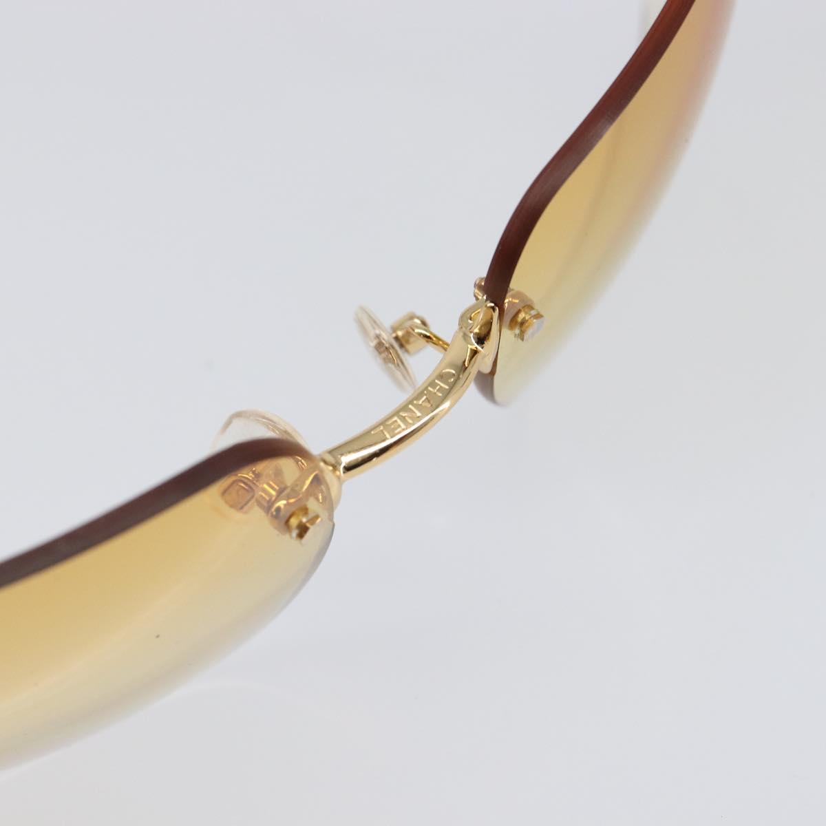 CHANEL Sunglasses Metal Orange Gold CC Auth yk20917M