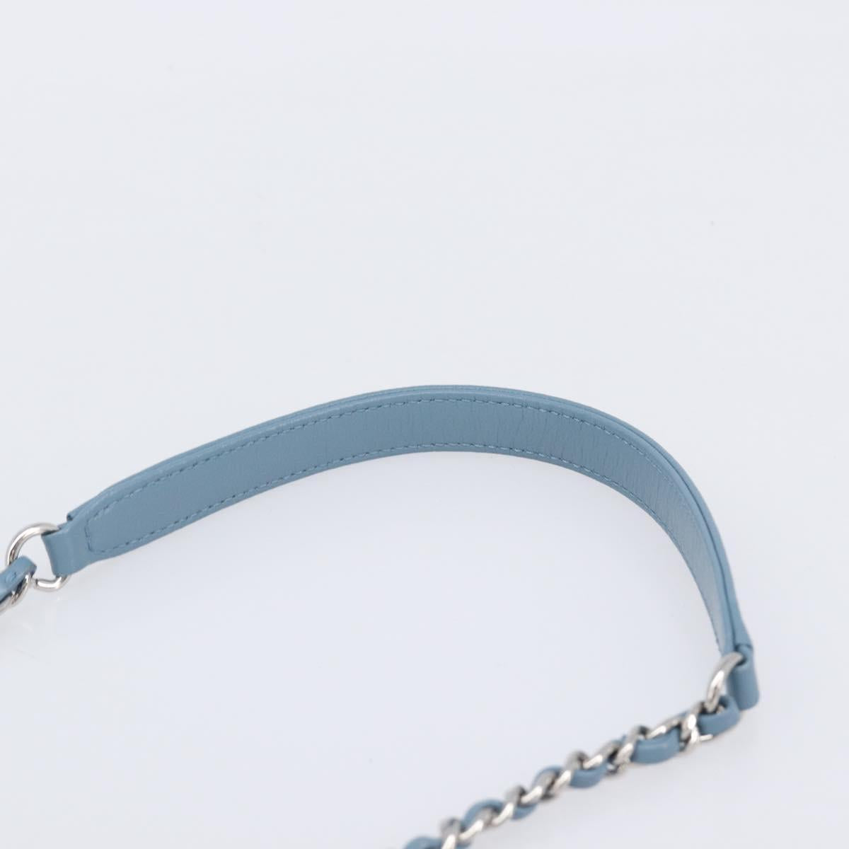 CHANEL Mini Matelasse Chain Shoulder Bag Sequin Blue Silver CC Auth yk20926M