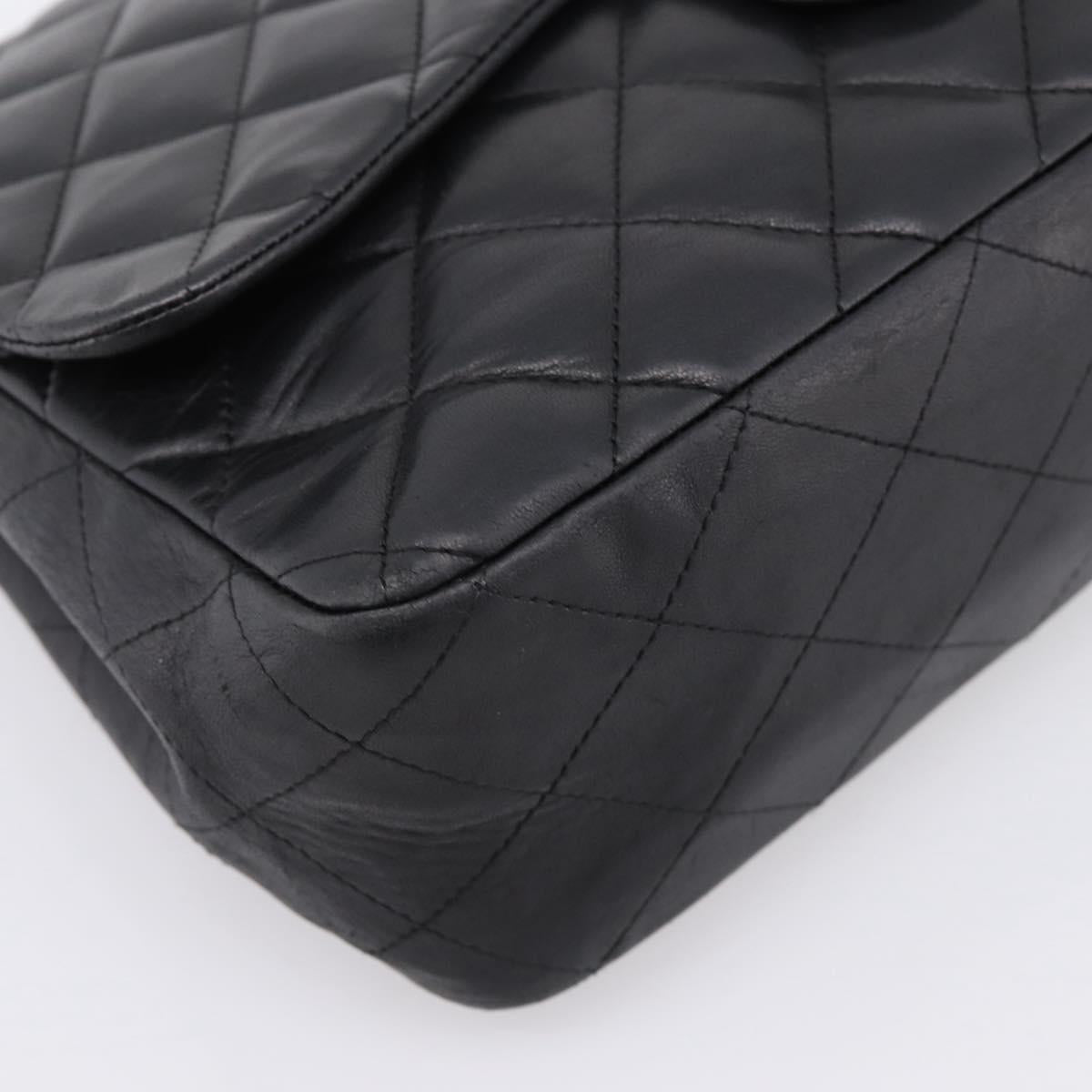 CHANEL Matelasse 30 Chain Shoulder Bag Lamb Skin Black Silver CC Auth yk20928V