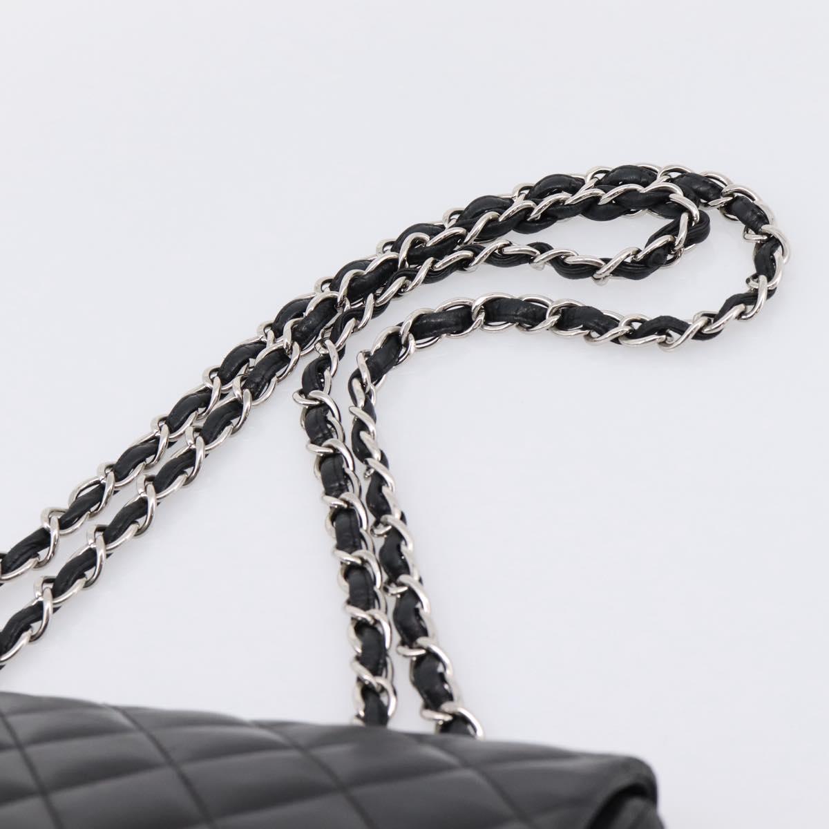 CHANEL Matelasse 30 Chain Shoulder Bag Lamb Skin Black Silver CC Auth yk20928V