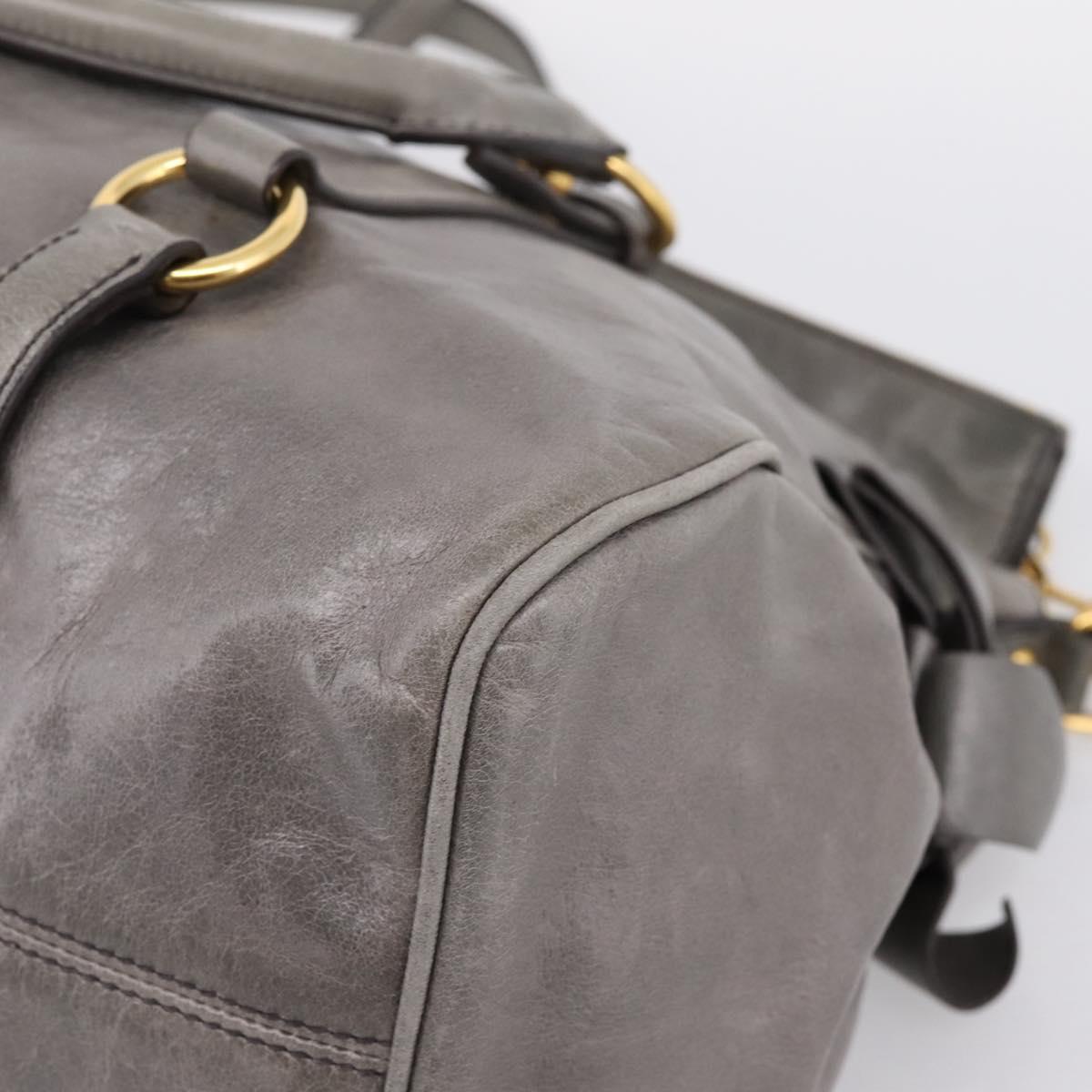 Miu Miu Hand Bag Leather 2way Gray Gold Auth yk20941M