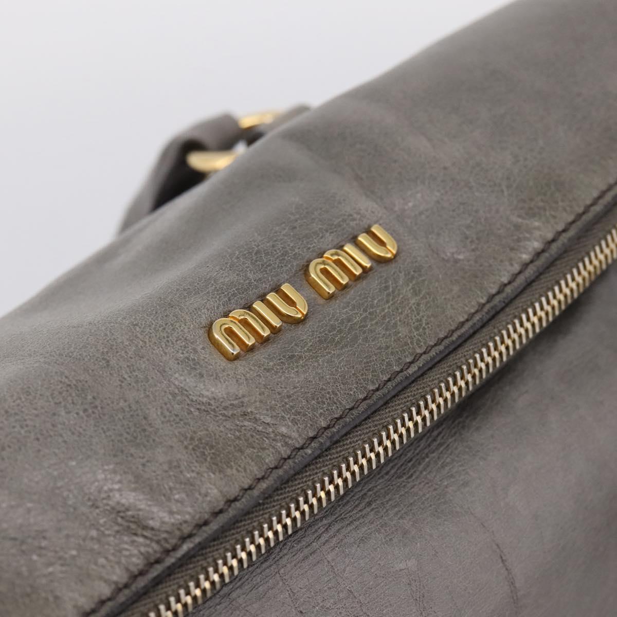 Miu Miu Hand Bag Leather 2way Gray Gold Auth yk20941M