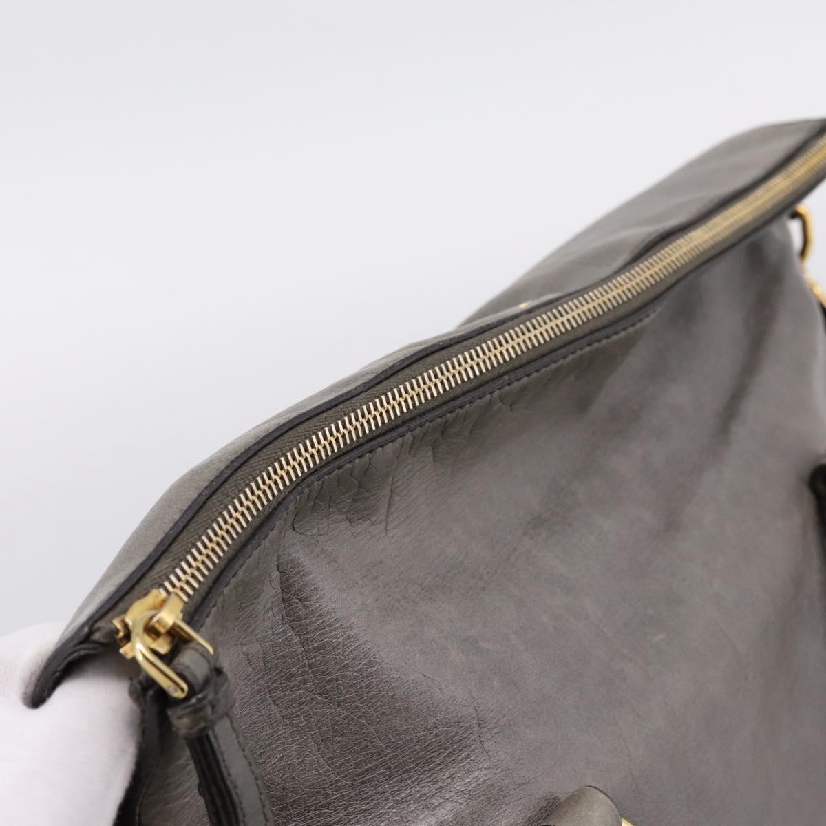 Miu Miu Hand Bag Leather 2way Gray Gold Auth yk20941M