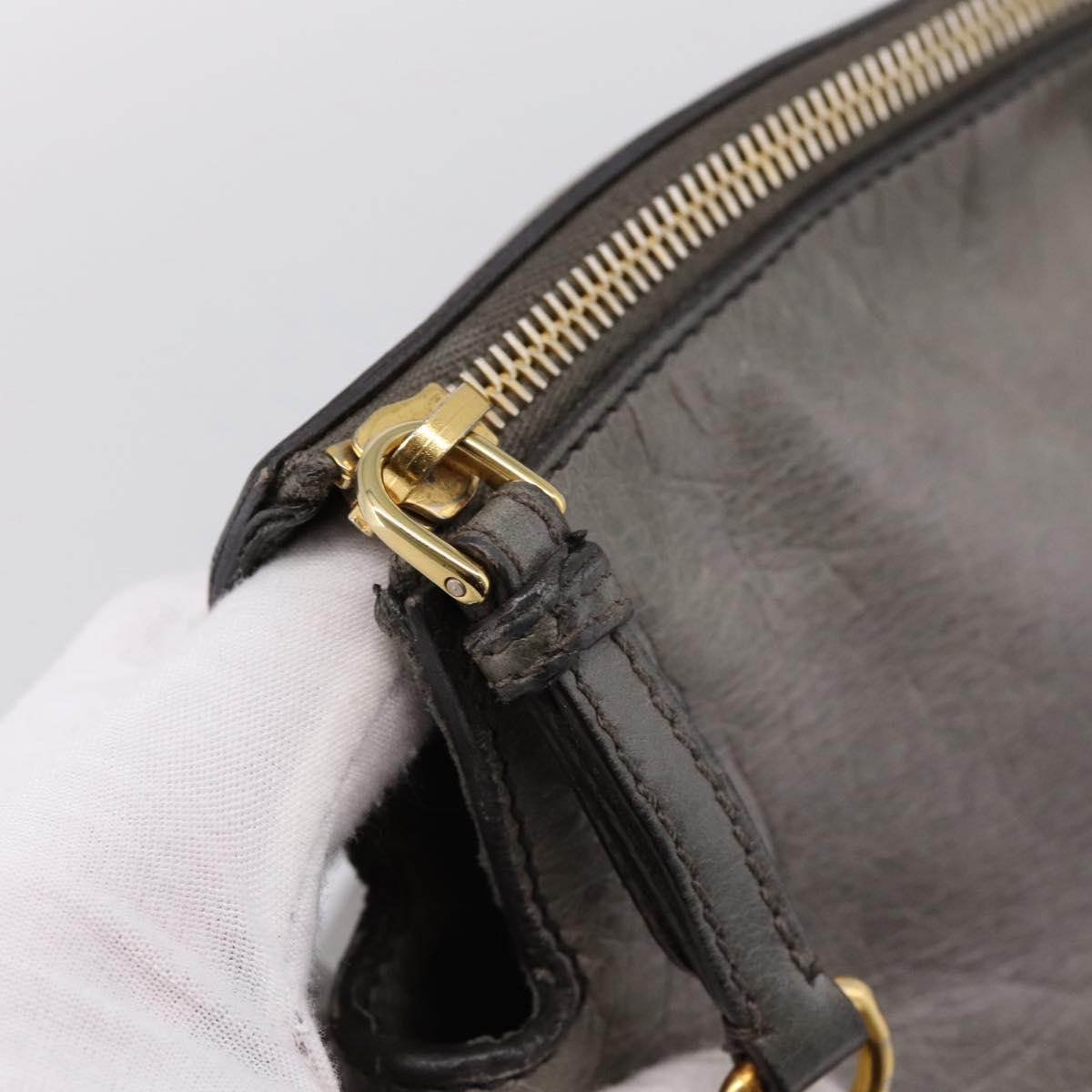 Miu Miu Hand Bag Leather 2way Gray Gold Auth yk20941M