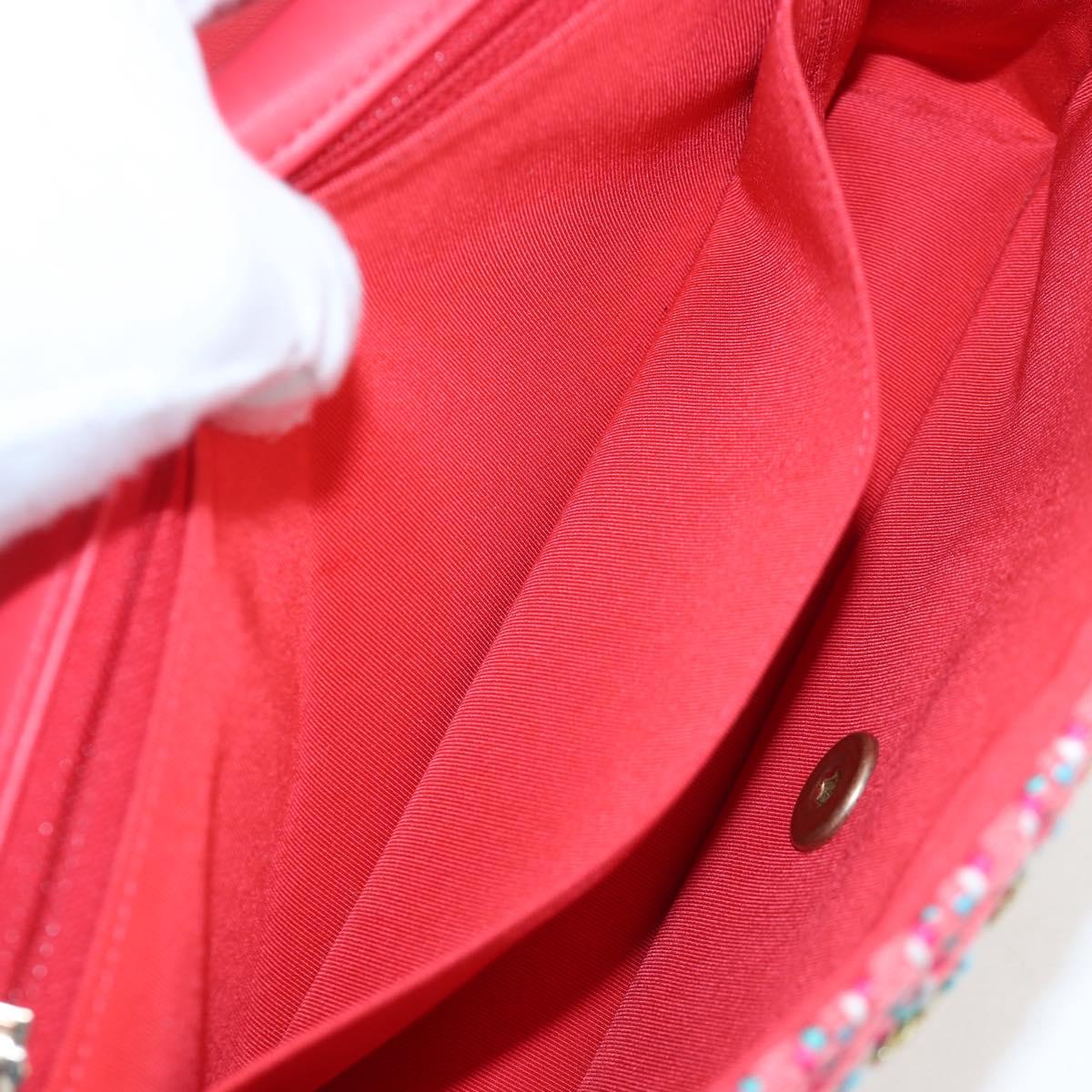 CHANEL Matelasse 25 Chain Hand Bag Tweed Pink Light Blue CC Auth yk20942SM