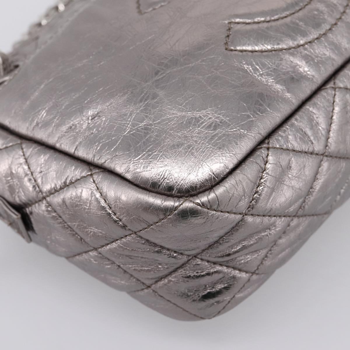 CHANEL Matelasse COCO Mark Chain Shoulder Bag Leather Silver CC Auth yk20943V