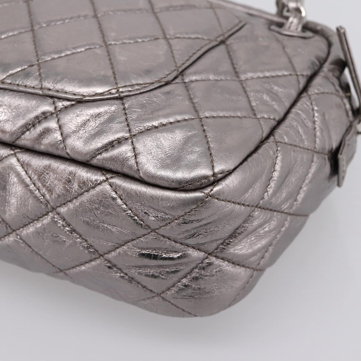 CHANEL Matelasse COCO Mark Chain Shoulder Bag Leather Silver CC Auth yk20943V