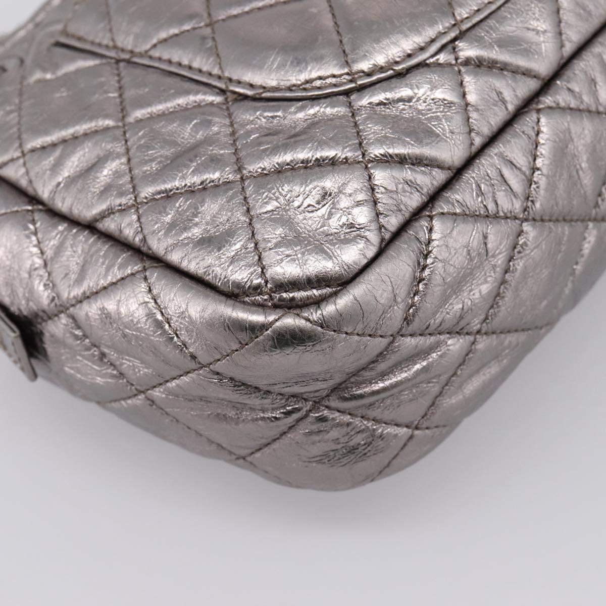 CHANEL Matelasse COCO Mark Chain Shoulder Bag Leather Silver CC Auth yk20943V
