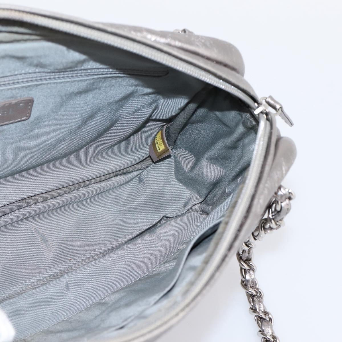 CHANEL Matelasse COCO Mark Chain Shoulder Bag Leather Silver CC Auth yk20943V