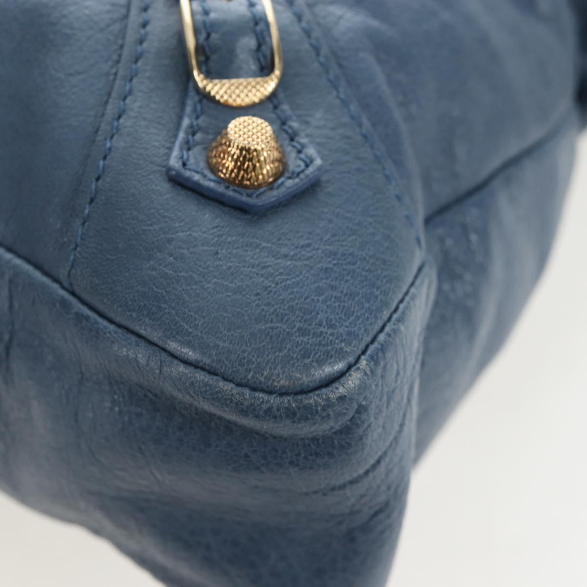 BALENCIAGA The Giant Town Hand Bag Leather 2way Blue Gold 285434 Auth yk20947M