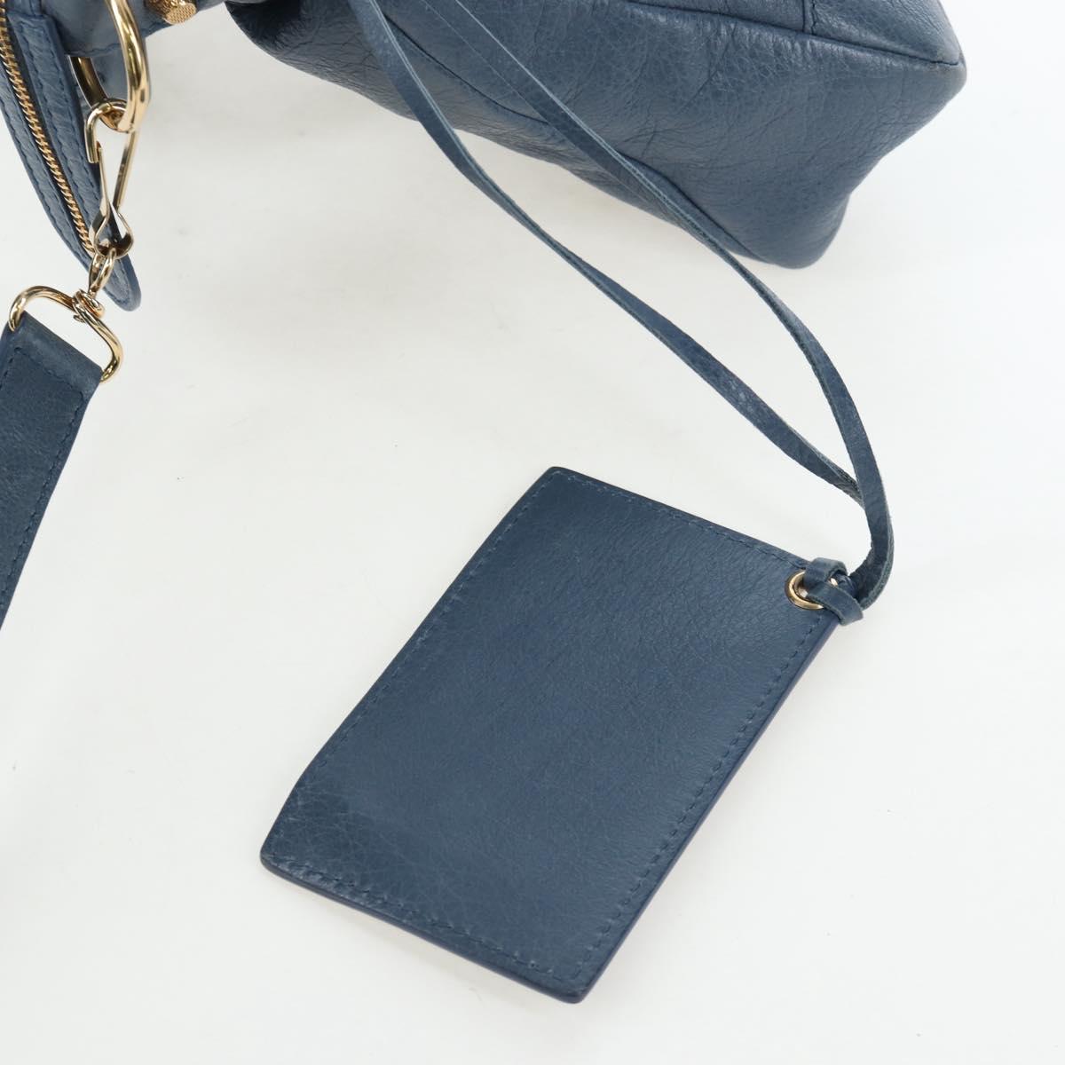 BALENCIAGA The Giant Town Hand Bag Leather 2way Blue Gold 285434 Auth yk20947M