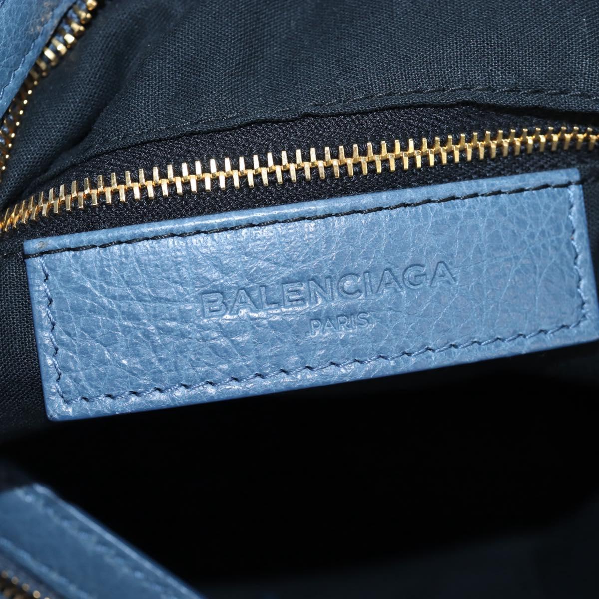 BALENCIAGA The Giant Town Hand Bag Leather 2way Blue Gold 285434 Auth yk20947M