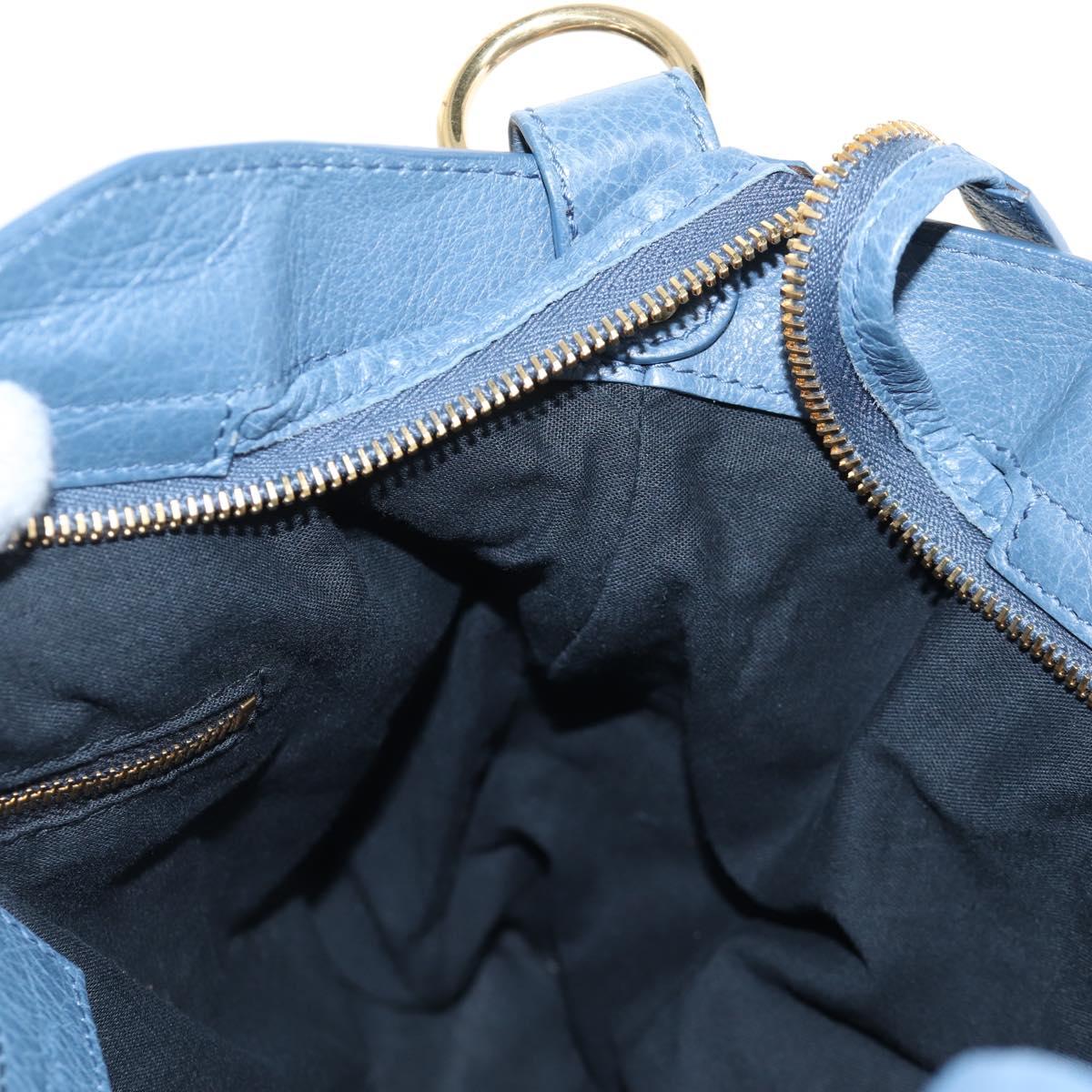 BALENCIAGA The Giant Town Hand Bag Leather 2way Blue Gold 285434 Auth yk20947M