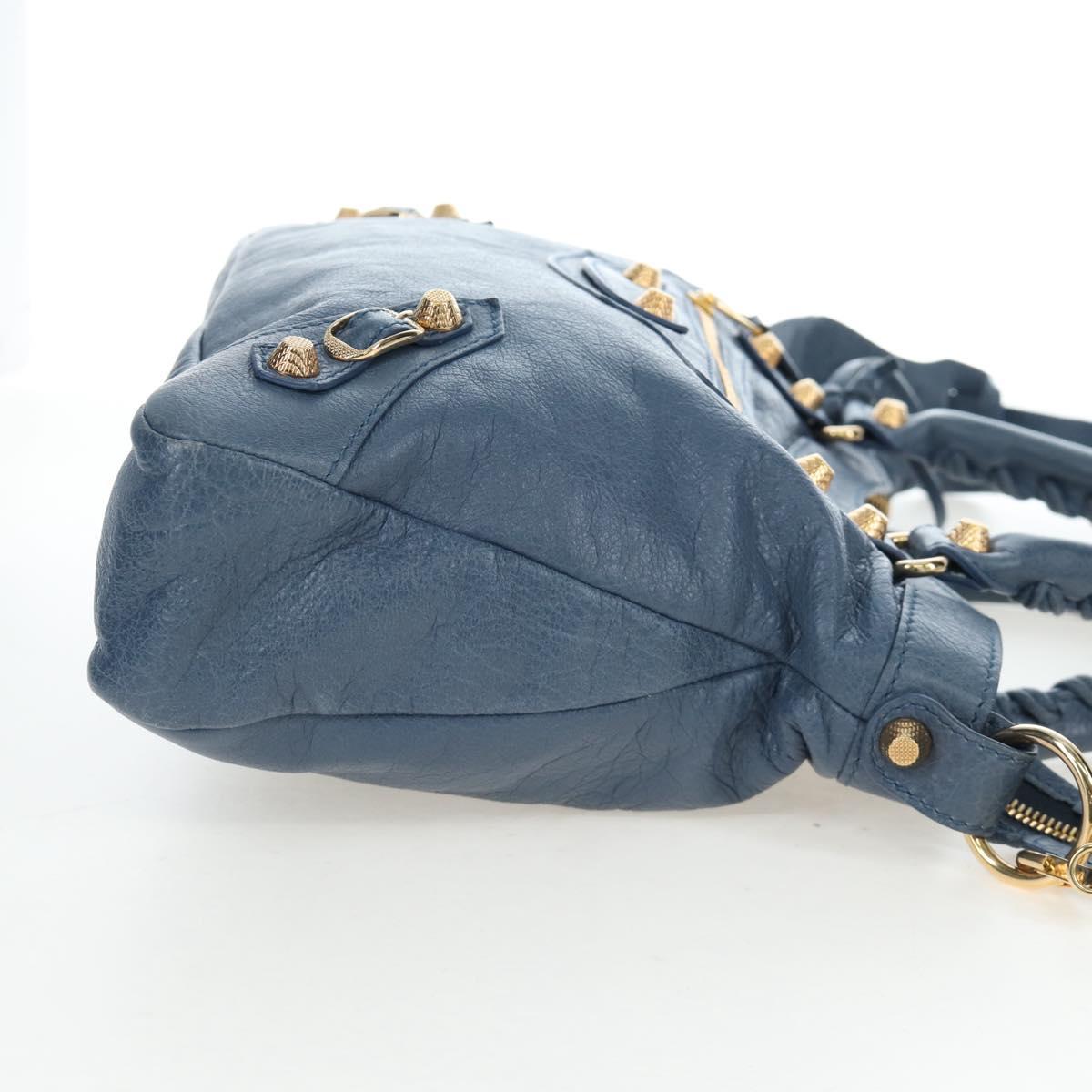 BALENCIAGA The Giant Town Hand Bag Leather 2way Blue Gold 285434 Auth yk20947M