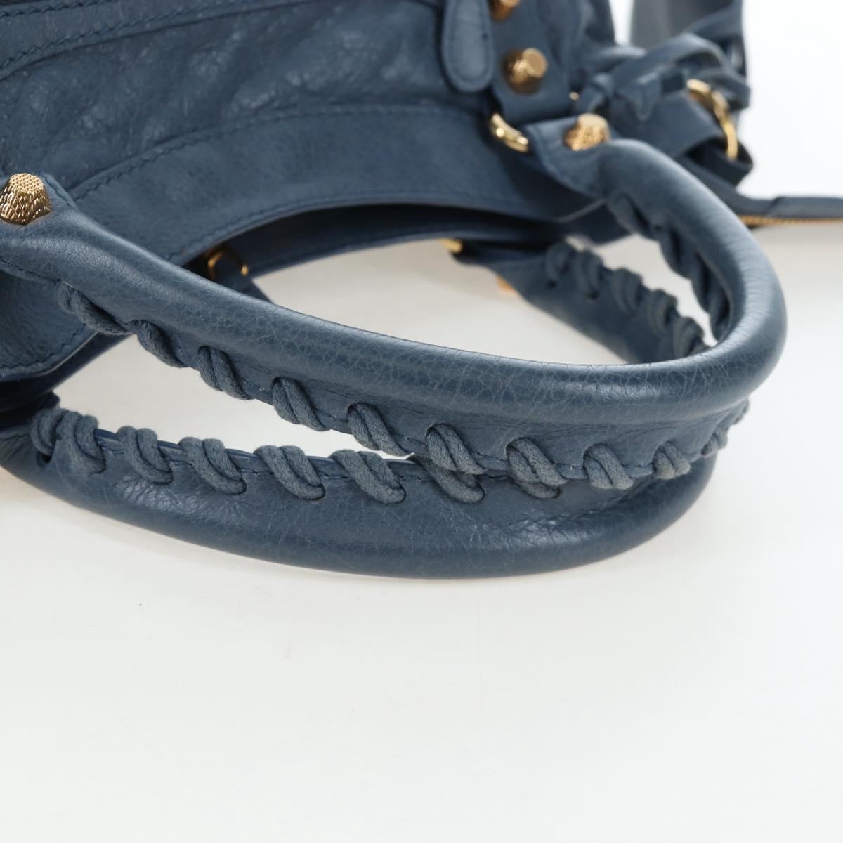 BALENCIAGA The Giant Town Hand Bag Leather 2way Blue Gold 285434 Auth yk20947M