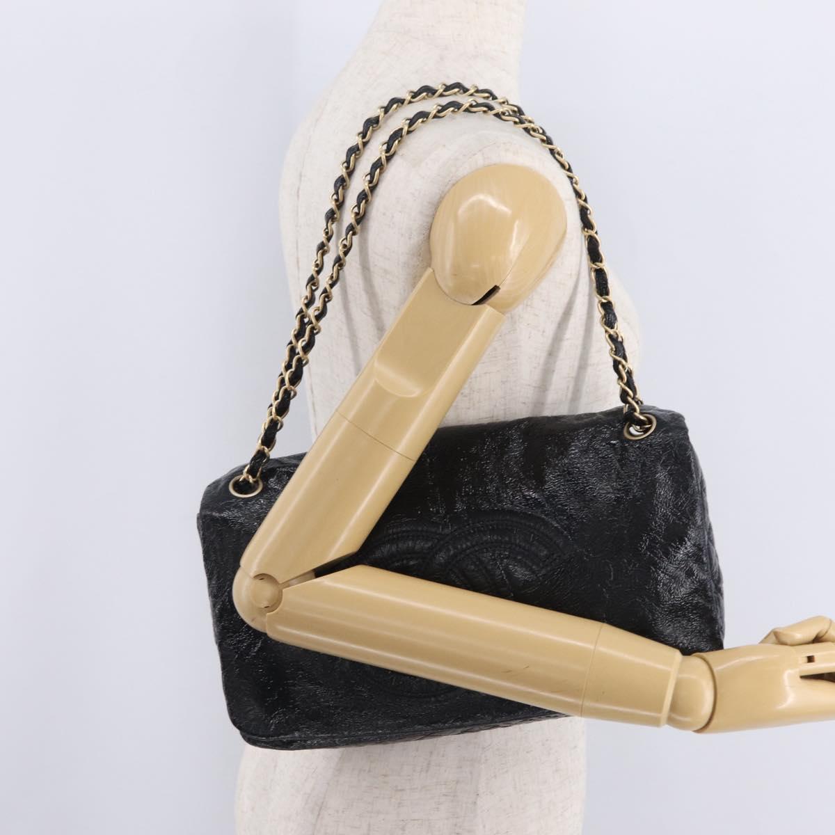 CHANEL COCO Mark Chain Shoulder Bag Patent Black Gold Tone CC Auth yk20956V