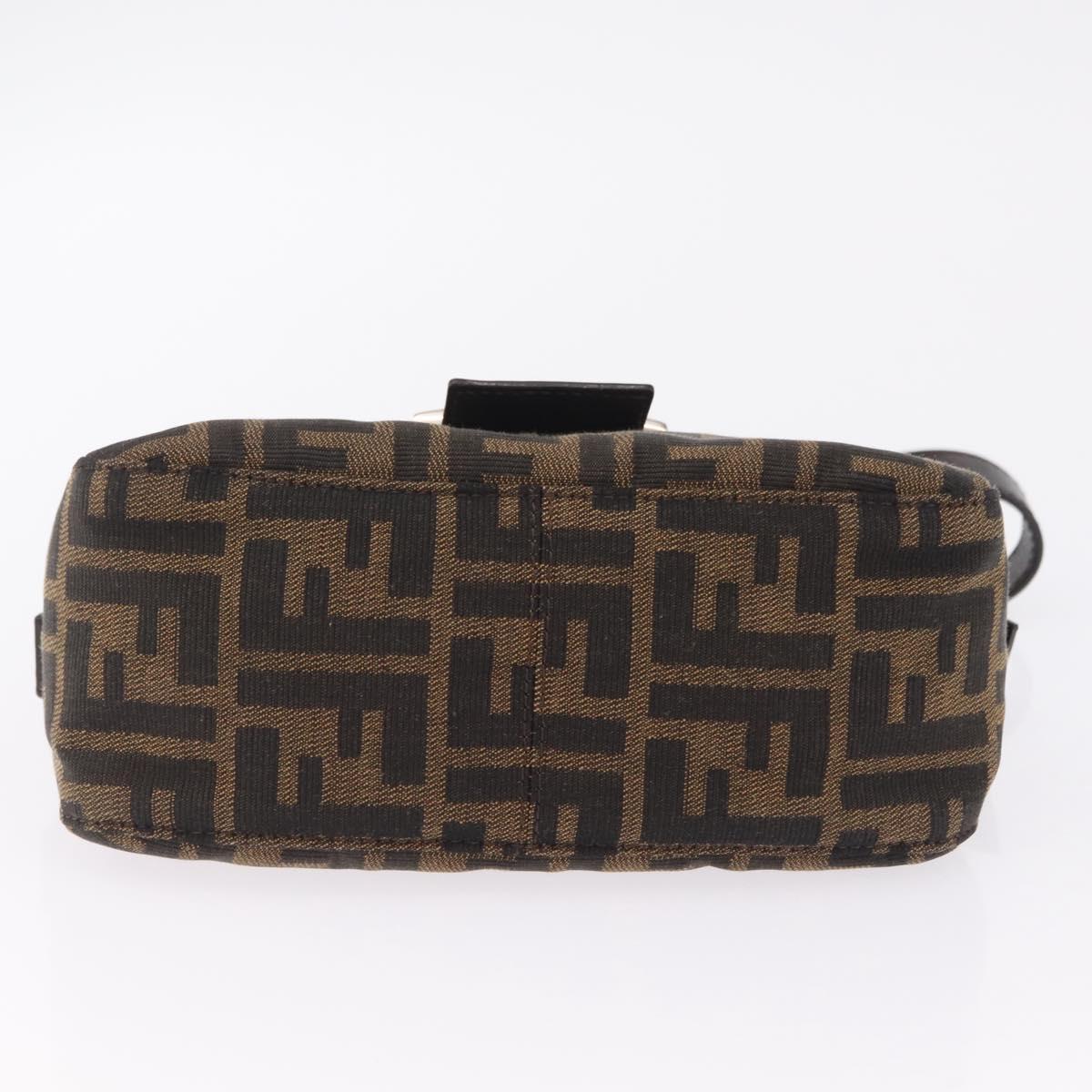 FENDI Zucca Canvas Shoulder Bag Brown Silver Auth yk20957SAV