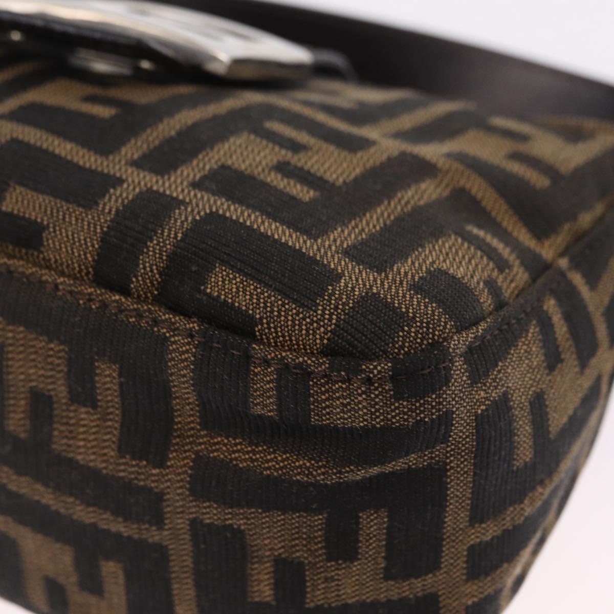 FENDI Zucca Canvas Shoulder Bag Brown Silver Auth yk20957SAV