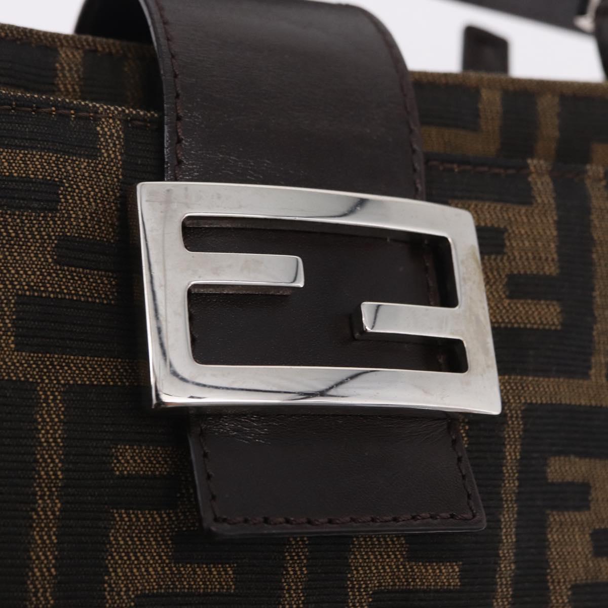 FENDI Zucca Canvas Shoulder Bag Brown Silver Auth yk20957SAV