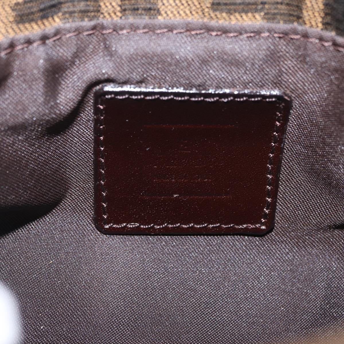 FENDI Zucca Canvas Shoulder Bag Brown Silver Auth yk20957SAV
