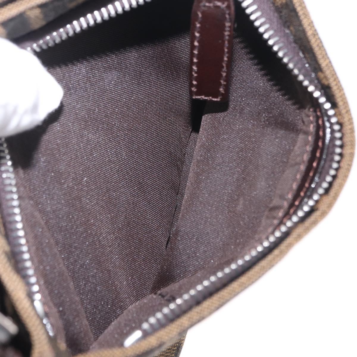FENDI Zucca Canvas Shoulder Bag Brown Silver Auth yk20957SAV