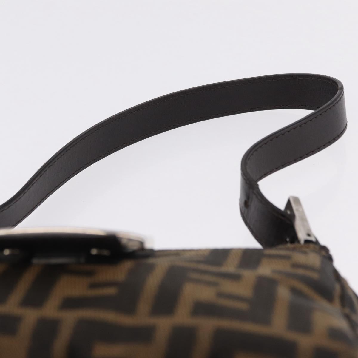 FENDI Zucca Canvas Shoulder Bag Brown Silver Auth yk20957SAV