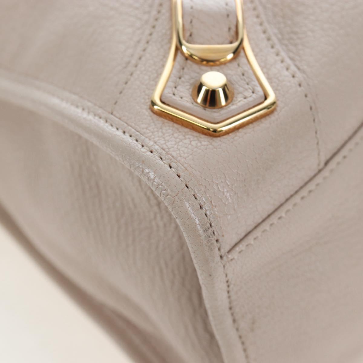 BALENCIAGA Metallic Edge City Hand Bag Leather 2way Beige 390154 Auth yk20959SAM