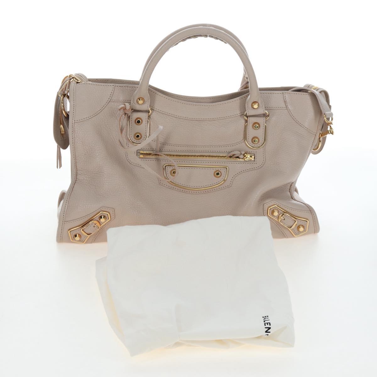 BALENCIAGA Metallic Edge City Hand Bag Leather 2way Beige 390154 Auth yk20959SAM