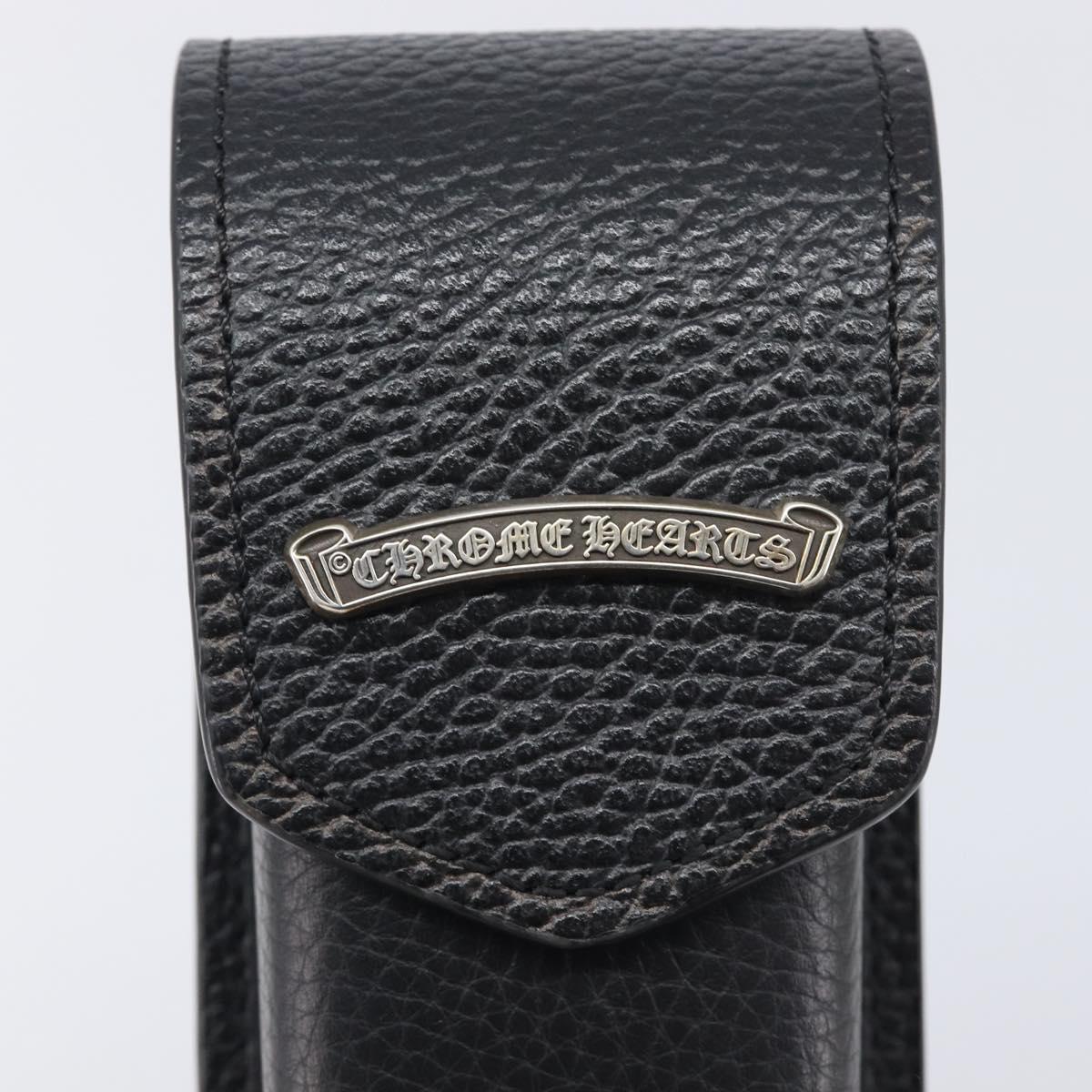 Chrome Hearts Glasses Case Leather Black Silver Auth yk20961M