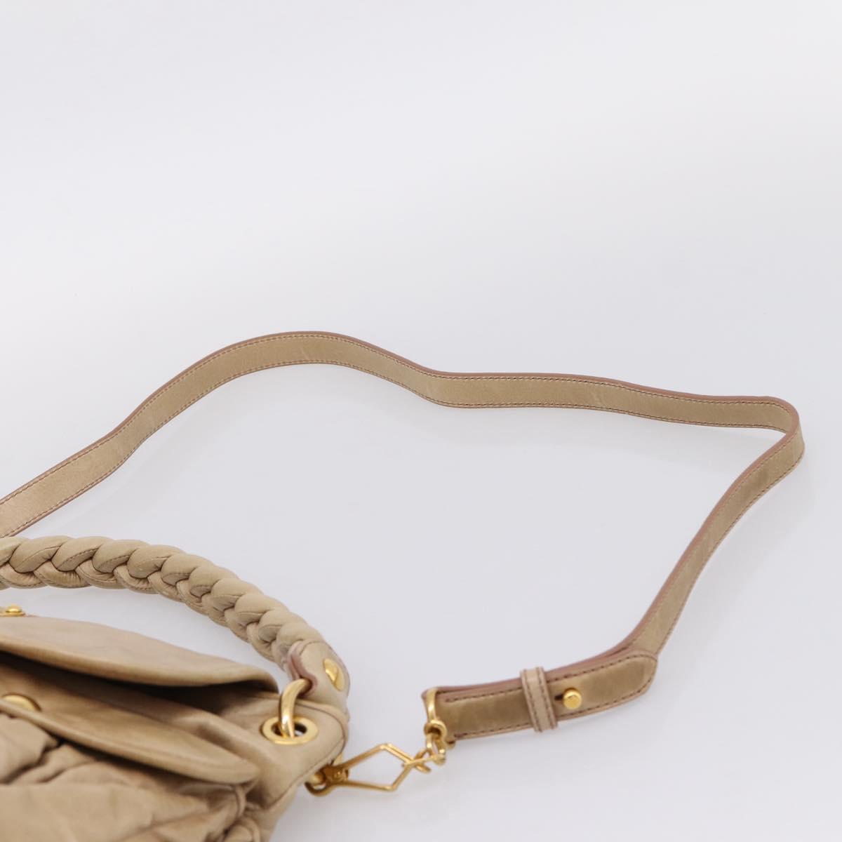 Miu Miu Matelasse Shoulder Bag Leather 2way Beige Gold Auth yk20963V