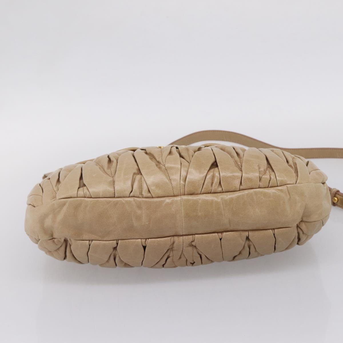 Miu Miu Matelasse Shoulder Bag Leather 2way Beige Gold Auth yk20963V