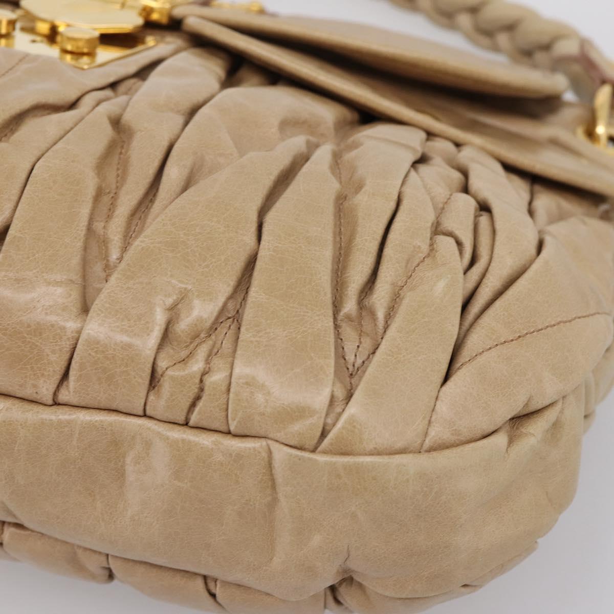 Miu Miu Matelasse Shoulder Bag Leather 2way Beige Gold Auth yk20963V