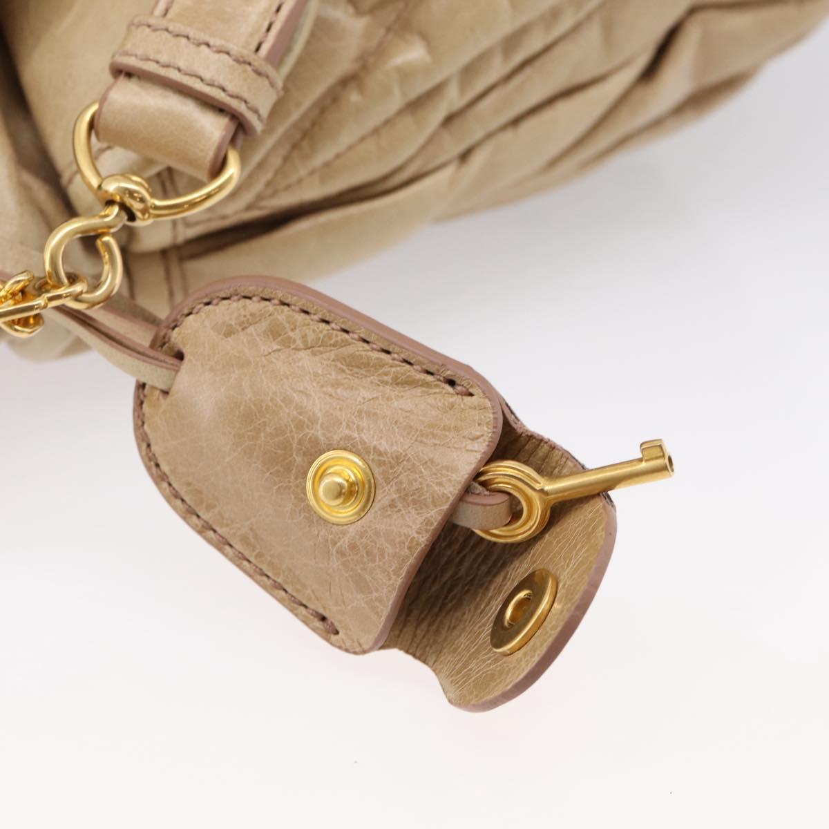 Miu Miu Matelasse Shoulder Bag Leather 2way Beige Gold Auth yk20963V