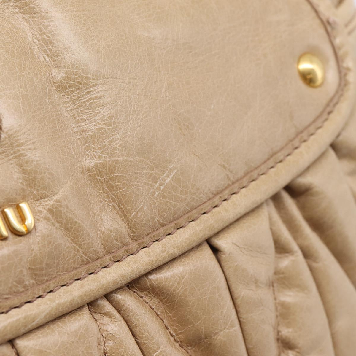 Miu Miu Matelasse Shoulder Bag Leather 2way Beige Gold Auth yk20963V