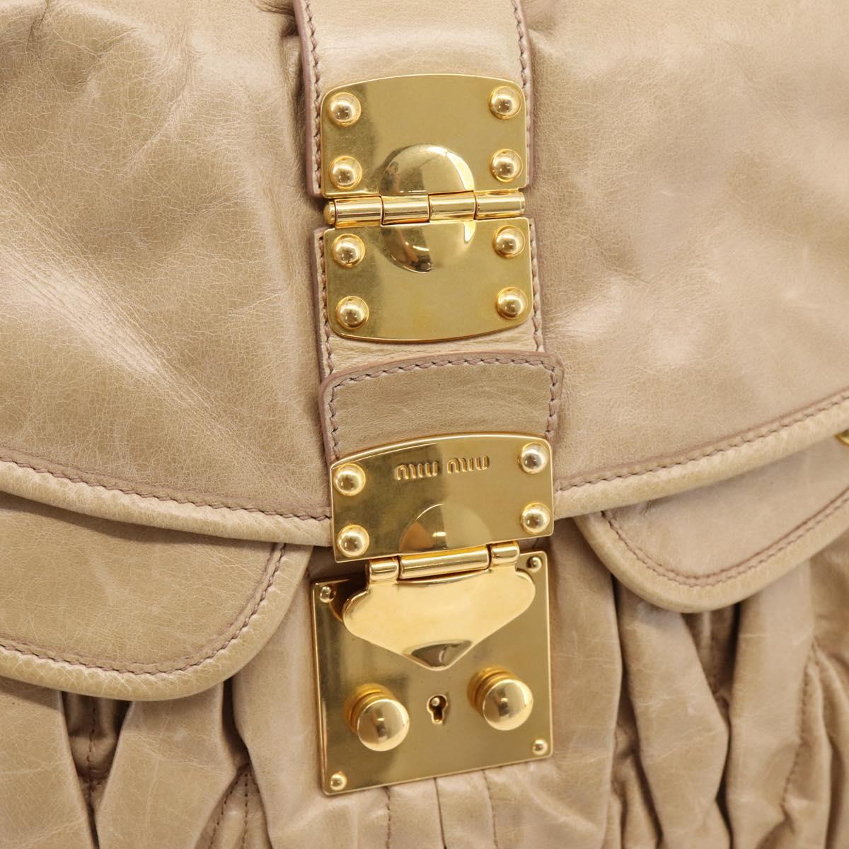 Miu Miu Matelasse Shoulder Bag Leather 2way Beige Gold Auth yk20963V