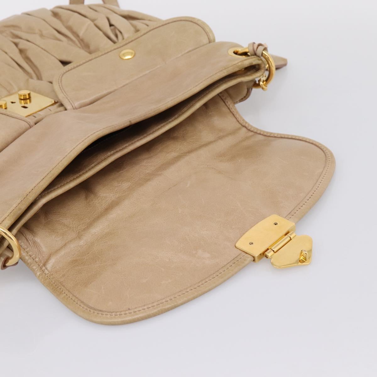 Miu Miu Matelasse Shoulder Bag Leather 2way Beige Gold Auth yk20963V