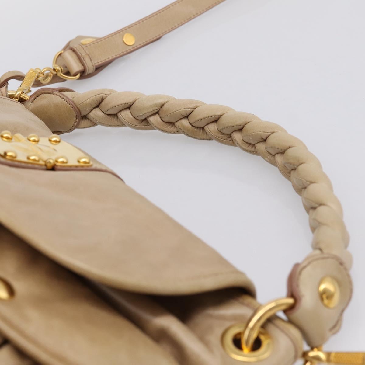Miu Miu Matelasse Shoulder Bag Leather 2way Beige Gold Auth yk20963V