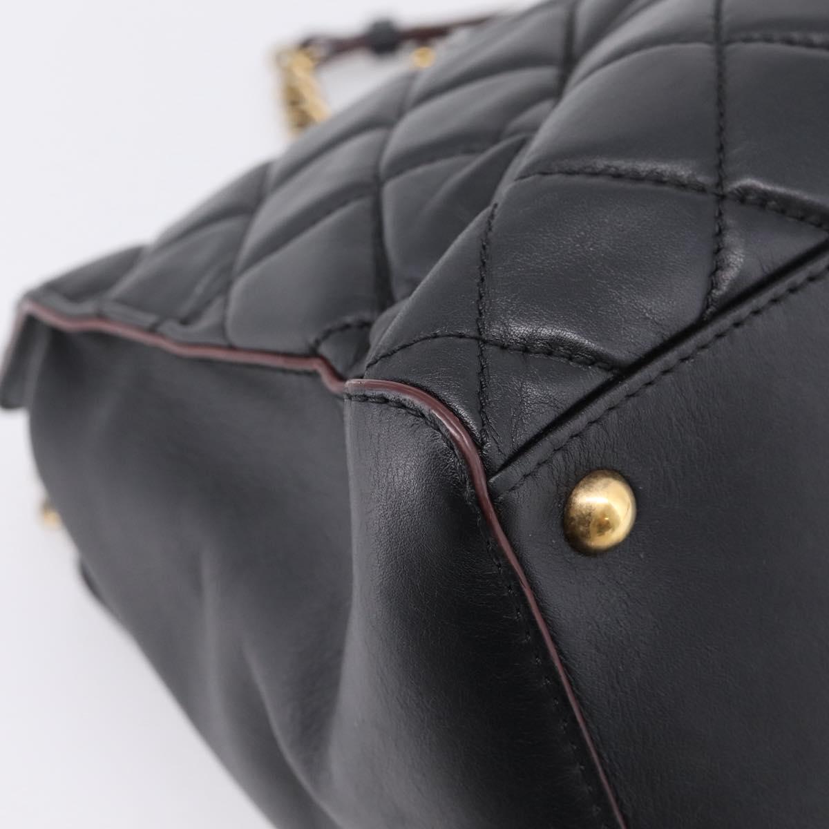 CHANEL Matelasse Chain Shoulder Bag Leather Black Gold CC Auth yk20969V