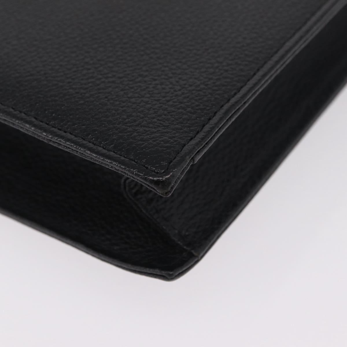 Saint Laurent Clutch Bag Leather Black Gold Auth yk20971V