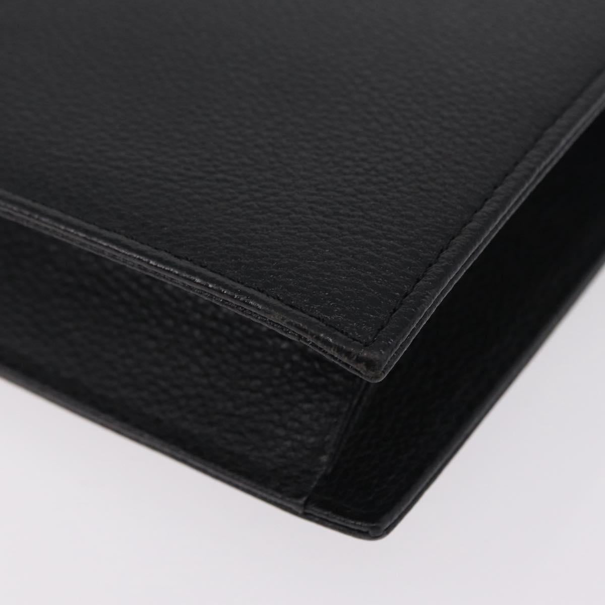 Saint Laurent Clutch Bag Leather Black Gold Auth yk20971V